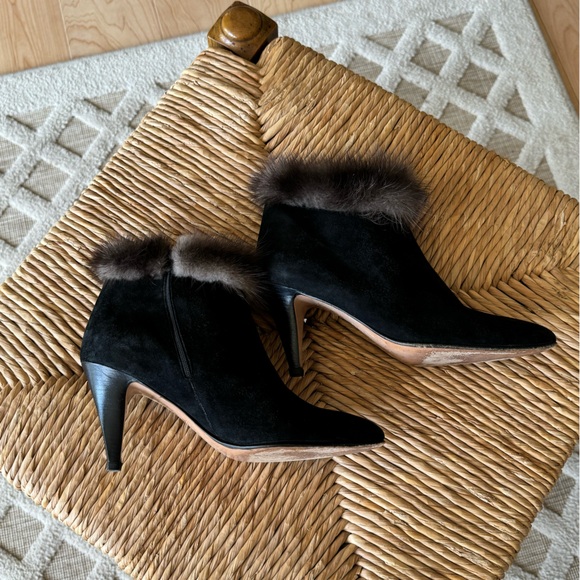 BALLY Black Leather Fur Trim Ankle Boots Made in Italy Designer Luxury Classic - Picture 5 of 12